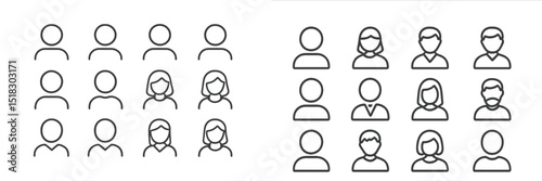 Group of people with varied hairstyles and appearances in a minimalist style representing diversity and community