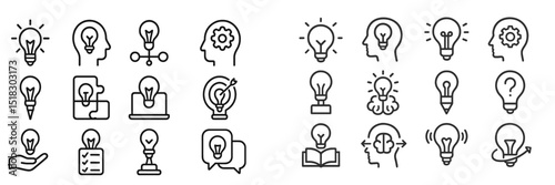 Various light bulb icons representing ideas and concepts in a creative illustration