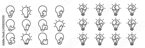 Multiple light bulb illustrations showcasing innovative ideas and problem-solving concepts