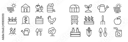 Illustrations of gardening concepts and practices for sustainable living and agriculture