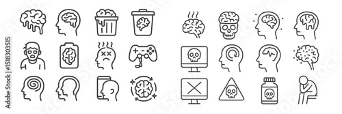 Mental health symbols illustrating various aspects of well-being and struggles during therapy sessions