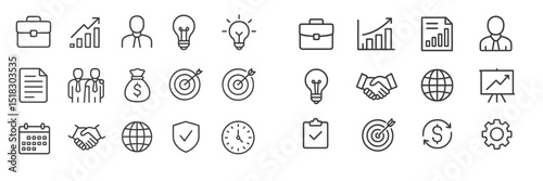 Business icons representing finance, teamwork, and strategy for modern enterprises and startups