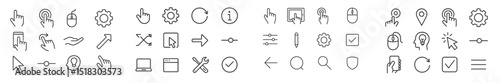 Collection of minimalistic icons representing various activities and tools commonly used in digital environments