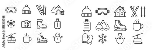 Fun winter activities illustrated with skiing, snowboarding, and cozy moments in a snowy landscape
