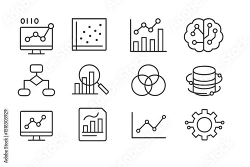 Data analysis and visualization elements designed in a clean, minimalist style for presentations about statistics and insights