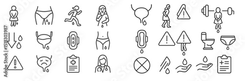 Awareness and prevention of urinary incontinence with practical symbols and icons for health education