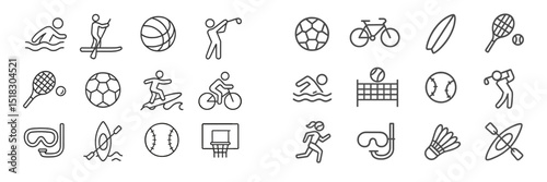 Collection of various sport icons depicting different athletic activities in minimalistic design