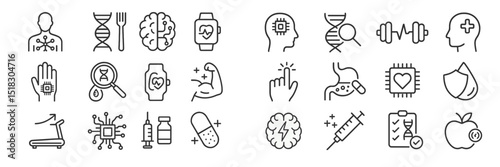 Exploring the intersections of health, technology, and fitness through various icons illustrating modern wellness concepts