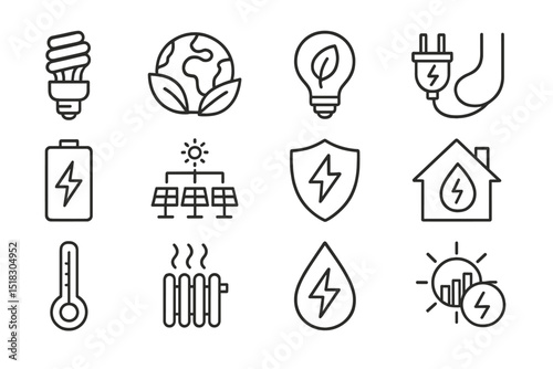 Energy conservation symbols representing sustainability and renewable energy options for a greener future
