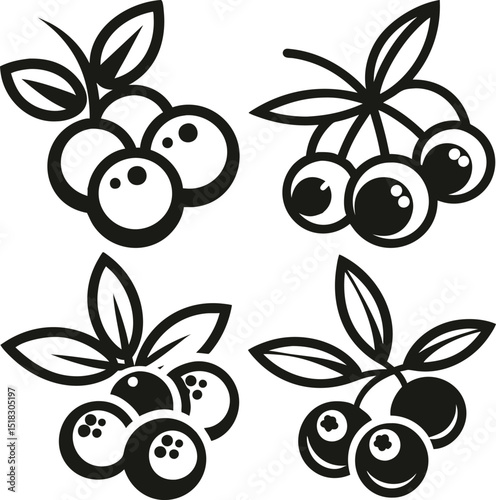 Cranberry fruit icons vector illustration isolated on white background.