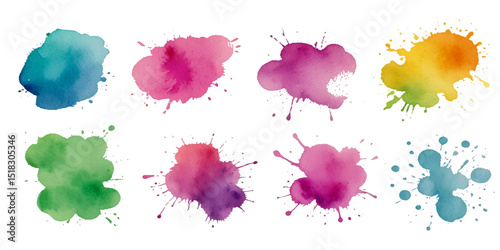 Set of colorful abstract watercolor splash brush strokes vector background. Colors watercolor paint stains vector texture background.	