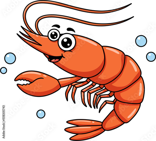 Outline Vector of Shrimp for Coloring Pages