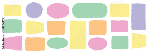 Hand drawn texture grunge brush rectangle, circle round text border.  Text box frame rough grunge square, oval paint shape element. Grunge brush frame set.