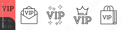VIP Editable Icons set. Vector illustration in modern thin line style of l exclusivity related icons: service, membership, quality, and more. Pictograms and infographics