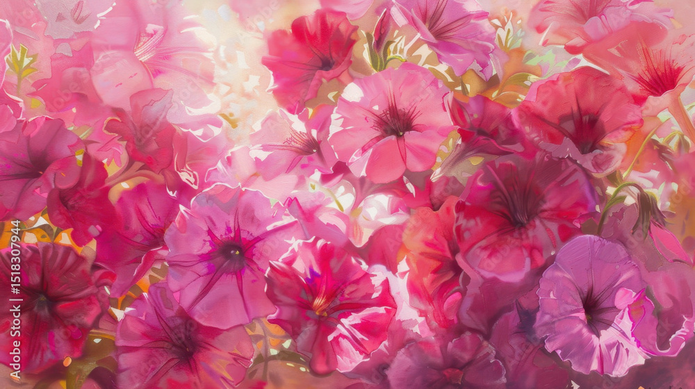 Fototapeta premium closeup of vibrant pink petunias