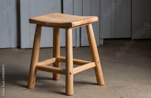 Unfinished Pine Stool with Visible Joinery – Handmade Woodwork Craftsmanship