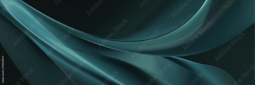 Obraz premium Minimal Abstract Peacock Blue Gradient Background with Flowing Curves for Banner Design