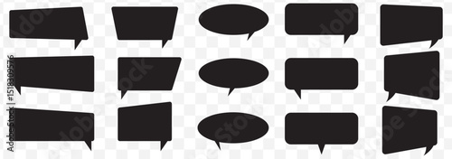 Silhouette speech bubble vector set. black on a Transparent background. simple flat design. text box and message icon collection. vector illustration on Transparent Background. EPS 10.