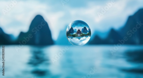Serene Landscape Reflected in a Crystal Orb