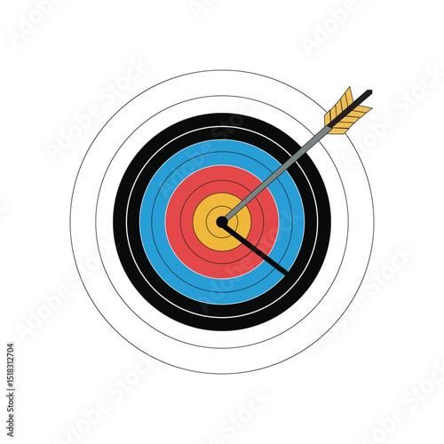 Archery target with arrow icon, silhouette of a target with an arrow hitting the bullseye vector Art & Illustration