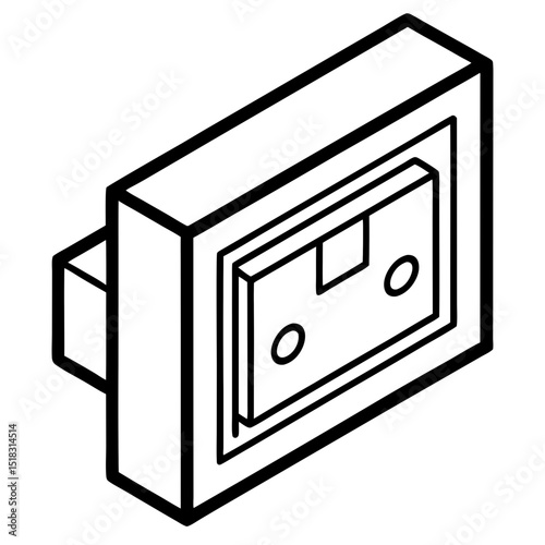 3D Wall Socket Icons – Vector on White Background
