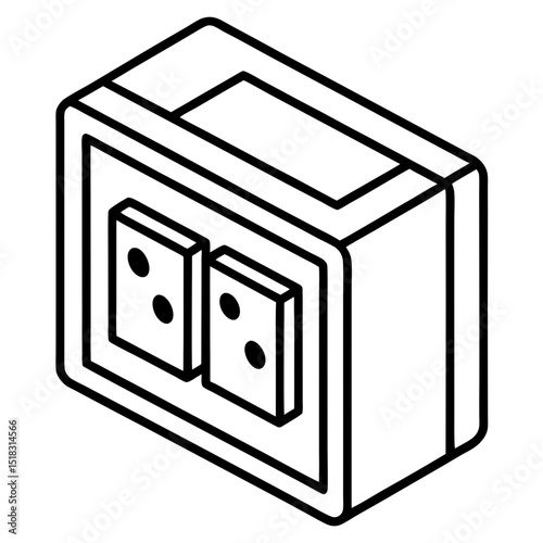 3D Wall Socket Icons – Vector on White Background