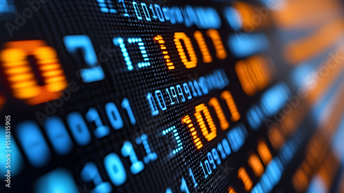 Binary code data stream digital technology background computer programming and cybersecurity concept