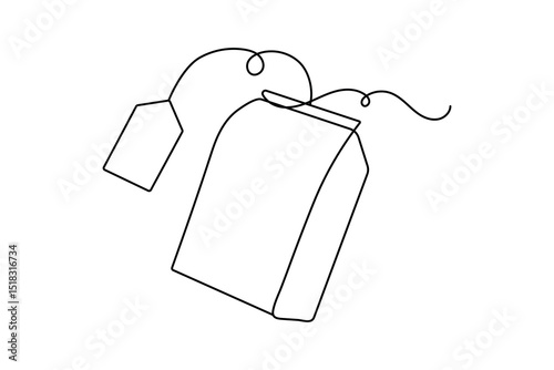 Tea bag continuous one line drawing and minimalist style
