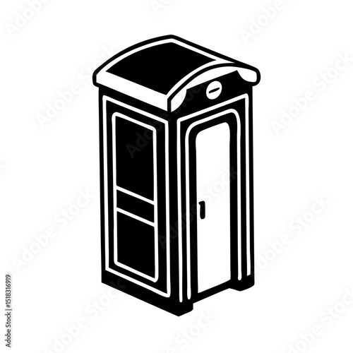 Portable toilet icon design. This portable restroom illustration shows simple restroom facility.  Portable toilet image is perfect for website icons and app design.