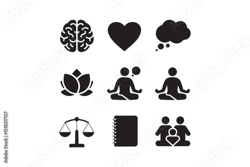 Mental Wellness and Balance Icon Set