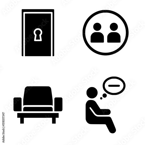 Therapy Space Confidentiality & Safety Vector Icon Set