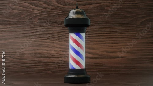 Barber pole shop sign salon 3d animated. 4k render