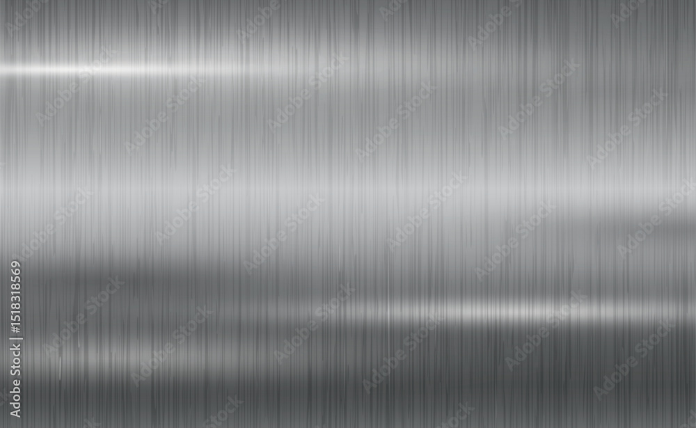 Texture panorama of silver metal with reflection - background