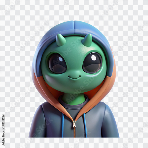 Cute 3D Alien PNG | Cartoon Extraterrestrial, Friendly Space Character Illustration
