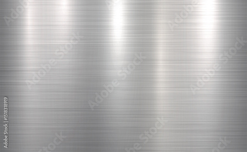 Texture panorama of silver metal with reflection - background