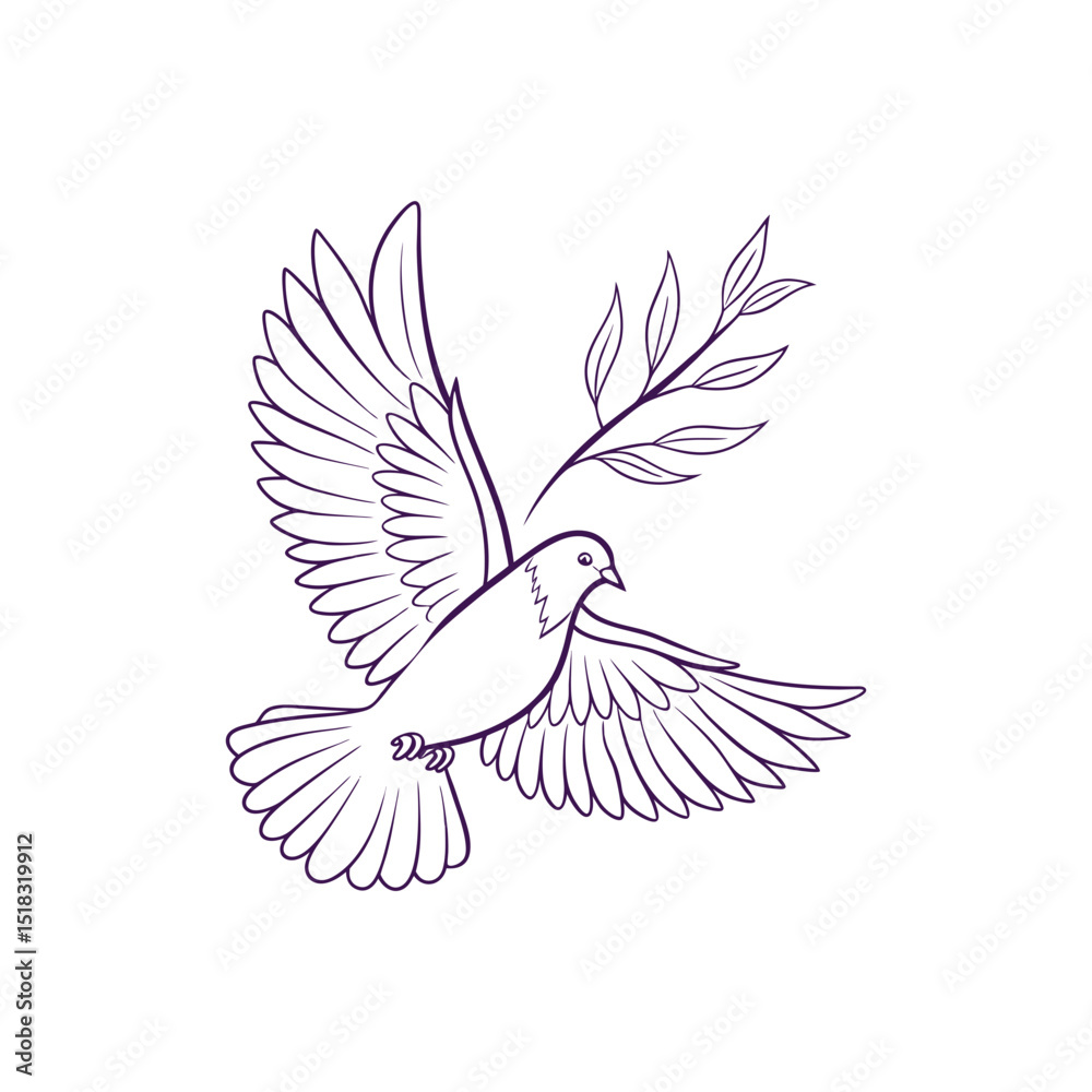 Obraz premium dove icon vector line art illustration