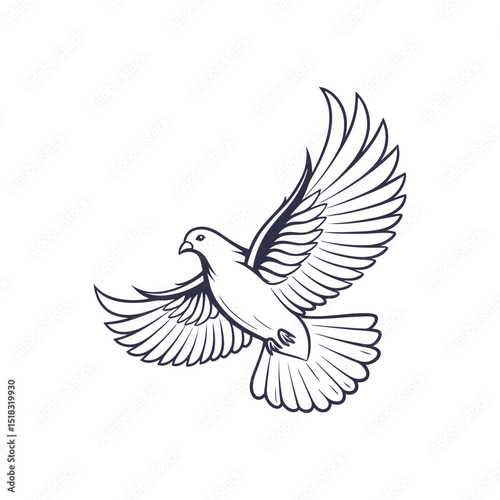 Obraz premium dove icon vector line art illustration