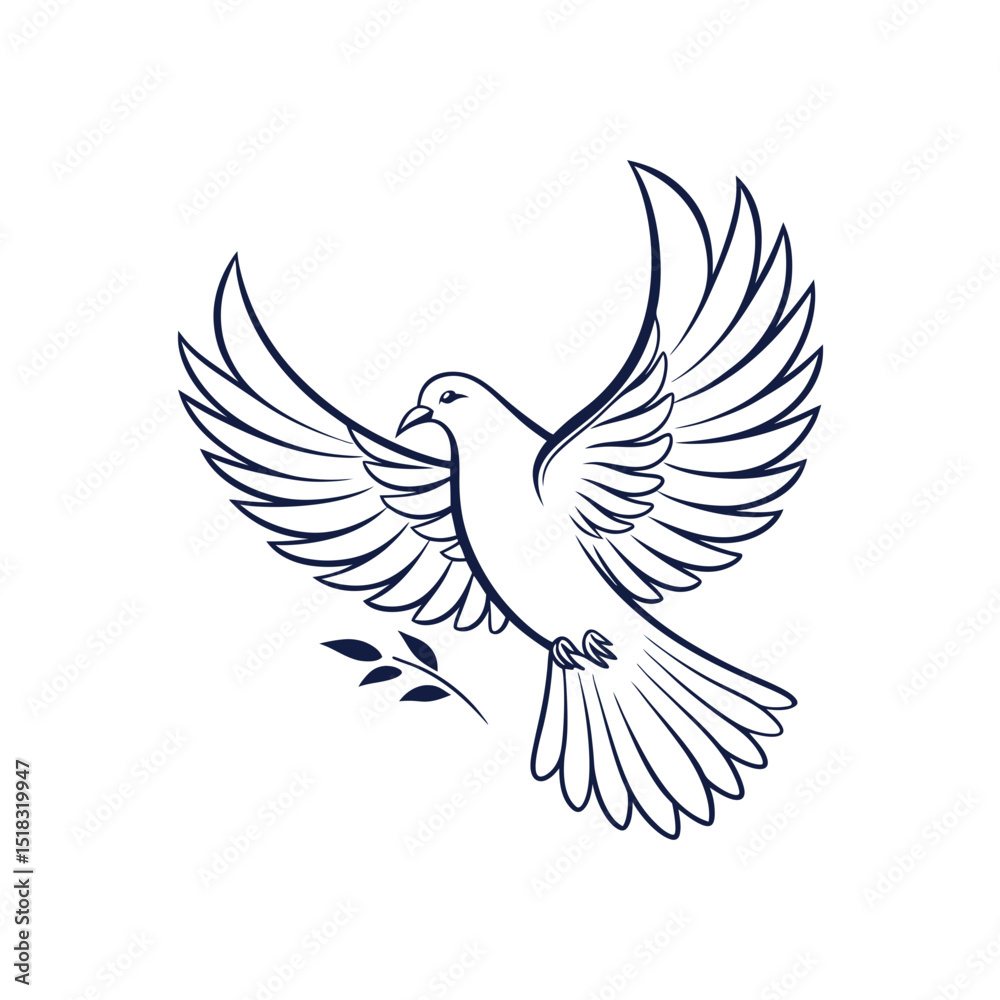 Obraz premium dove icon vector line art illustration