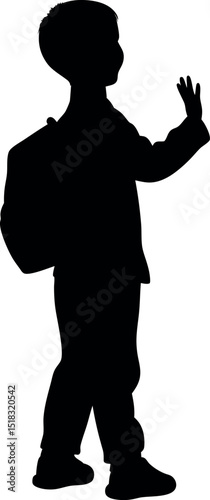 silhouette of a children with school beg