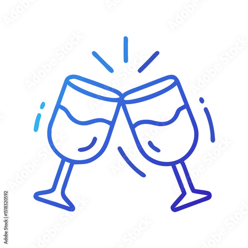 Celebration Toast Icon with Champagne Glasses for Party and Events