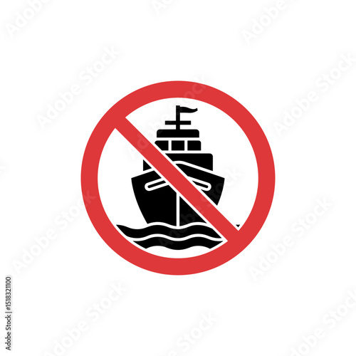 No Boats Allowed: A stark symbol of restriction, illustrating the prohibition of boats with a bold red circle and slash, conveying a clear message of "no entry".