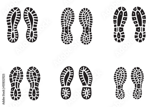 vector illustration of a set of shoes print