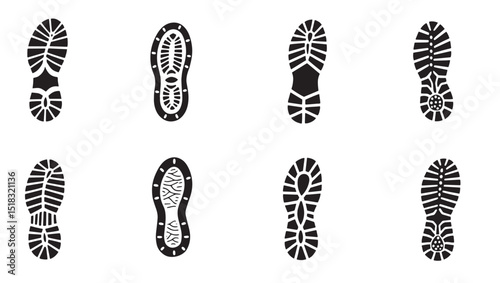 set of black silhouettes of shoes print vector