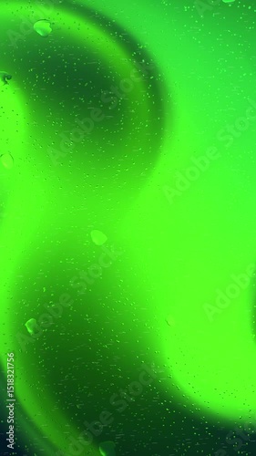 Abstract Green Liquid Motion with Droplets on Glass Dynamic Background Texture