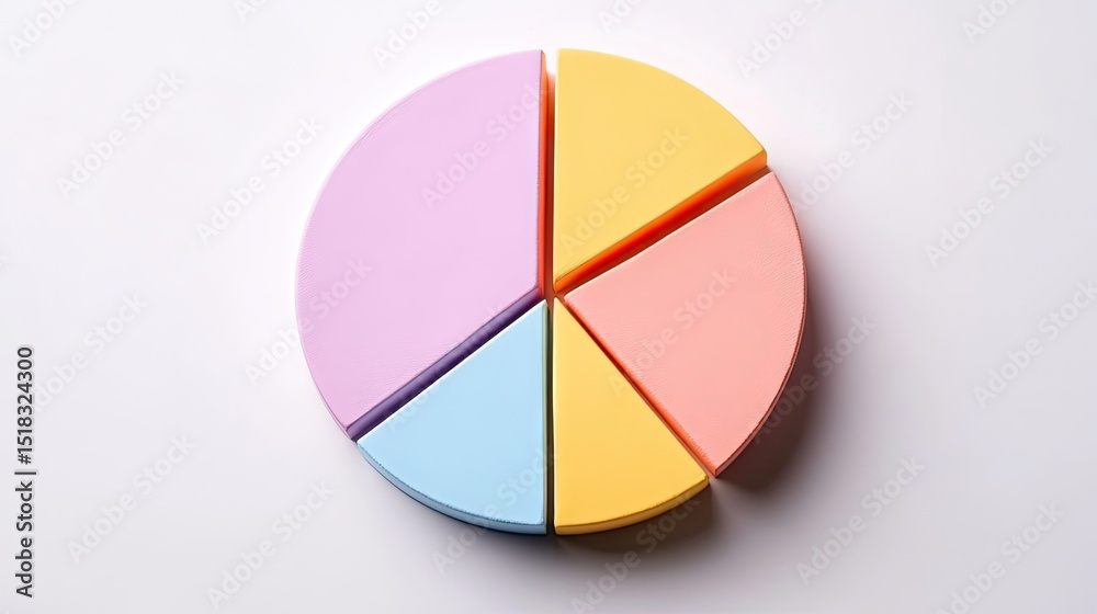 Colorful pie chart segments displayed on a white background. Colorful pie chart segments displayed on a white background.