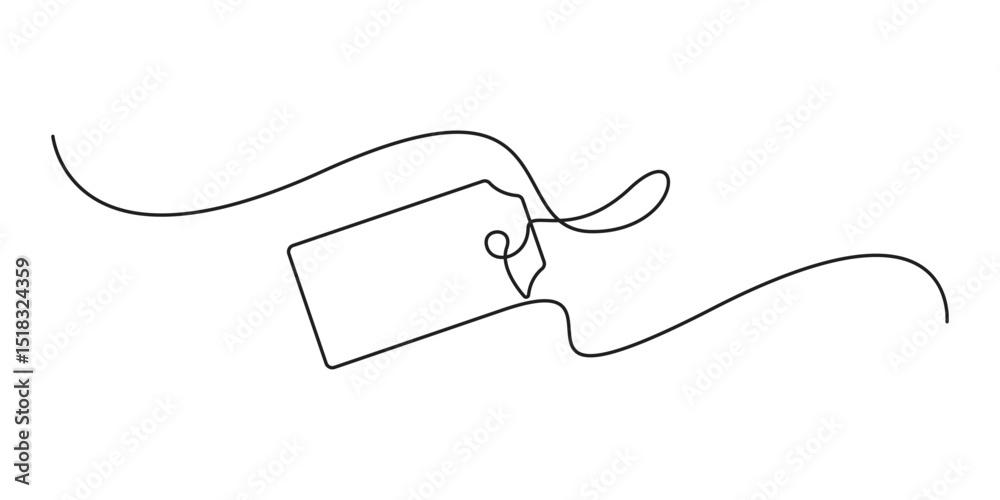Obraz premium Price tag continuous single line drawing and minimalist style isolated outline unique vector illustration