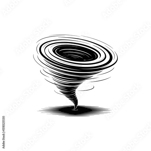 Whirlwind Ink: A swirling tornado illustration, rendered in stark black ink, creates a sense of impending power and untamed natural forces.