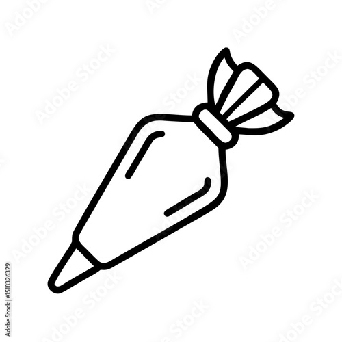 Cake decorating icing bag outline icon, isolated on white background