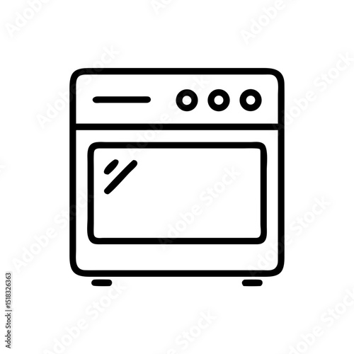 Kitchen oven appliance outline icon, isolated on white background