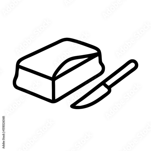 Simple stick of butter with knife illustration for culinary and baking projects